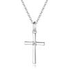 GAVU Collana Croce Donna Argento Sterling 925 Placcato Rodio con Zirconia Cubica, Catenina Argento con Ciondolo Croce Punto Luce, Collana Elegante Regalo Cresima