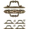 FUXXER®, 4 maniglie antiche pieghevoli per cassetti, cassettiere, armadi, comò, cucina, design anticato, effetto bronzo, vintage, 10,5 x 2 cm, set da 4 con viti