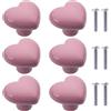 NAKUPENDA 6Pcs Manopole per Mobili Pomelli per Cassetti in Ceramica a Forma di Cuore Pomello in Ceramica per Cassetto Cameretta Maniglie Delle Porte Armadi (Rosa)