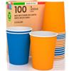 Baciato Caffè 100 Bicchieri in Carta 200ml Mix Energy Ecologici Biodegradabili Monouso Made in Italy Asporto Bevande Calde Acqua - MIX di Colori Blu Arancione - Prodotto e Confezionato in Italia