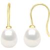 PEARLS & COLORS NATURAL FINE PEARLS PEARLS & COLORS - Orecchini pendenti di perle d'acqua dolce 8-9 mm - Qualità AAA+ - Oro 750 (18 Carati) - Gioielli da donna