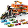 JOYIN Camion Trasportatore Macchinine Giocattolo per Bambini, 12 Veicoli Giocattolo in Metallo Pressofuso, Giocattolo da Corsa su Strada Pieghevole con luci e Suoni, Regalo per 3 Anni in su