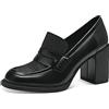 MARCO TOZZI by Guido Maria Kretschmer Mocassini Donna con Tacco in Pelle Sintetica Glitterati, Black Brush Cb, 39 EU