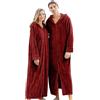 Beokeuioe Vestaglia da uomo lunga in cotone - Cappotto da sauna in pile allungato in peluche per la casa, accappatoio in flanella con cappuccio e zip a maniche lunghe, B Coffee, L