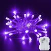 Dalugo Fata Luci Viola a Batteria, 3M 30 LED Luci Viola con Timer 6h, IP65 Impermeabile Luci LED Stringa per Decorazioni natalizie all'interno e all'esterno.