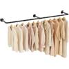 Yawinhe Attaccapanni da Muro Industriale, Barra Appendiabiti da Parete a Tubo 178cm, Salvaspazio, Rimovibile Appendino, per Lavanderia, Nero,1 Pack, YMG004