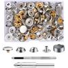 MSDADA 37 Set Bottoni Automatici a Pressione Argento, Kit Snap Fasteners in Metallo 15mm con Attrezzi Manuali per Riparare Tessuti, Leggero e Anti-Ruggine