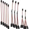 MEIRIYFA Cavo di prolunga servo JR a 3 pin maschio a 2/3 femmina a Y, sdoppiatore, cavo di prolunga per aeroplani RC, accessori servo JR, 3 misure - (10 pezzi)
