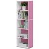 Furinno Luder libreria a ripiani aperti a colori reversibili a 5 livelli, Bianco/rosa