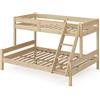 VitaliSpa letto a castello Everest, Legno naturale, 140x200 / 90x200 cm