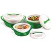 Pinnacle - Set di 3 casseruole isolate con coperchio, 2,6/1,25/,6 qt, elegante scaldabagno termico, grande zuppa termale/insalata, in acciaio inox, miglior set regalo per mamme - verde vacanze