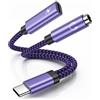Vedfoad Adattatore e ricarica per cuffie USB C, 2 in 1 di tipo C a jack da 3,5 mm, da USB C a jack da 3,5 mm, per Samsung Galaxy A55, A54, A15, A35, S24, S23, S22, S21, Google Pixel