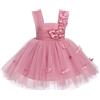 FYMNSI Vestito da Principessa per Battesimo, Feste, Matrimoni - in Tulle, Rosa Scuro, 5-6 Anni