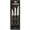 DICK 8470004 - Set di 3 coltelli in acciaio, 27,5 x 8,5 x 1 cm, colore: Nero