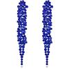 EVER FAITH Cristalli austriaci Art Deco Statement Orecchini, Banchetto Prom Long Chandelier Orecchini pendenti per Donna Blu Blu-fondo