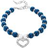 Raopuzi Gatto Collare per Cani con Perle e Diamanti Collare per Cani con Catena per Cani Collare per Cani Regolabile Collare per Cani con Diamanti Flash (Blue, S)