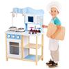 BAKAJI Cucina in legno Giocattolo Bambini con Pentole e Accessori Gioco Blu 60x30x85cm