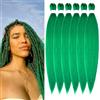ShowJarlly Easy Braid - Extension pre-allungate per capelli pre-allungati, 30 pollici, in fibra sintetica morbida, pre-allungata, professionale, in fibra sintetica, 6 pezzi, colore: verde