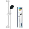 GROHE Vitalio Start 110 Set Saliscendi Doccia (1 getto Rain fisso, asta 600 mm, bordo in silicone antiurto, SpeedClean anticalcare), Cromo, 27942001
