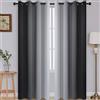 SimpleHome Ombre - Tende oscuranti per camera da letto, colore sfumato da nero a grigio bianco, blocco della luce, isolamento termico, con occhielli, tende per finestra, tende per soggiorno, 2