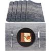 Lumaca Tovagliette Americane Lavabili, Set di 6 Tovagliette Colazione (70% di PVC e il 30% di Poliestere),Facile Pulizia,Antiscivolo, Resistenti al Calore, per Tavolo da Cucina,Blu