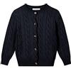 SMILING PINKER Ragazze Aran Cardigan Ragazzi Bambini Maglia Girocollo Cotone Maglione ruvido Giacca con bottone, Blu oltremare scuro, 3-4 Anni