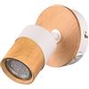 Trio Leuchten Trio Lampada Spot Aruni 801170131, Metallo Bianco opaco, Legno Naturale, escl. 1x GU10