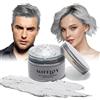 Mifeloy Colore temporaneo per capelli grigio argento, crema istantanea per capelli, pomata per acconciature naturali, cera per capelli per uomini e donne, cera per capelli per feste, cosplay e Halloween.