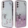 BAOJAY Compatibile per Samsung Galaxy A30s / A50S / A50 Silicone Case [Glitter Bling Cover Glitter Clear View,Custodia Trasparente Antiurto regali per ragazze e signoreo-rosa