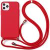 ZhuoFan Custodia con Cordino per iPhone 13 Mini [5.4] Rosso Morbido TPU Bumper Cover con laccio Silicone Antiurto Protettivo Sottile Case Regolabile Cellulare Girocollo per iPhone 13 Mini