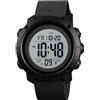 findtime Orologio sportivo digitale per uomo donna cronometro allarme impermeabile LED tattico doppio display fuso orario orologio elettronico, Nero Blache