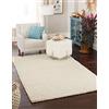 Unique Loom Solo Solid Shag Collection - Tappeto moderno in peluche morbido e lussureggiante (1,2 m x 1,8 m, rettangolare, avorio)
