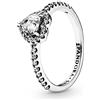 PANDORA Timeless Anello con cuore in rilievo in argento Sterling con zirconia cubica trasparente, 60