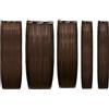 She Easy Long Hair Extension 100% Made in Italy, Applicazione Veloce e Facile a Clip - Set da 5 Pezzi Capelli Veri Lisci - Castano Scuro