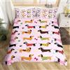 Homemissing Set di biancheria da letto per cani con bassotto carino per bambini ragazze bassotto per cuccioli e cuccioli copripiumino Kawaii per animali domestici 2 pezzi con cerniera taglia singola