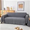 GAOWEI Copridivano a nido d'ape grande a 3 posti con frangia decorativa, ideale per divano, sedia e letto, in cotone, adatto per tutte le stagioni, grigio, 180 x 300 cm