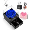 GOICC Idea Regalo per Lei, Rosa Eterna con I Love You, Collana, Confezione Regalo per la Festa della Mamma, Regali San Valentino,Compleanno, Anniversario, San Valentino per Fidanzata, Moglie (Blu)