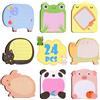 OFFCUP Blocchetti Memo Adesivi, 24pcs Animali Sticky Notes Adesive, 480 Fogli Mini Foglietti Adesivi Colorate Note Appiccicose per Ufficio, Scuola, Regali per Studenti Bambini