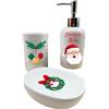 Generico Set 3 Pezzi Accessori Organizer Bagno in Ceramica Lavandino Dispenser Sapone Porta Saponetta Spazzolini Personalizzati con Cognome Famiglia Idea Regalo Natale 2023 Addobbi Decorazioni Natalizie Casa