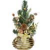 Flair Flower Mini albero di Natale in vaso, decorazione natalizia con pallina di Natale, bacche, mela, rami di abete, albero di Natale, decorazione per la casa, pianta artificiale, pianta decorativa da interni,