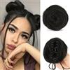 Sofeiyan 2Pcs Mini Chignon per Capelli con Clip ad Artiglio Disordinato Orecchie di Gatto Capelli Estensione Ondulato Sintetica Ciambella Updo Pezzi di Capelli per Donne, Nero Naturale