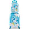 RELAX4LIFE 2 in 1 Set di Valigie Unicorno per Bambini, 2 Pezzi, Trolly+Zaino, con Ruote Girevoli, Maniglia Retrattile e Zaino con Piedini in Plastica (Modello 3)