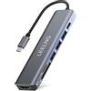 FITLONG Hub USB C per MacBook,7 in 1 Adattatore MAC Adattatore con HDTV,Lettore Schede SD/TF,Docking Station USB C per Computer/MacBook Pro Air/iPad/Surface/Samsung/Steam Deck/RogAlly/Type C