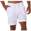 Evoga Pantaloncini Uomo in Lino Casual Bermuda Pantaloni Corti Estivi (50, Bianco)