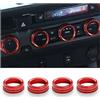 CGEAMDY 4 Pcs Copertura Della Manopola Del Condizionatore Controllo Del Volume D'aria Dell'automobile, Rivestimento Interno Della Manopola di Regolazione In Lega di Alluminio(Rosso)