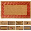 moorg Zerbino Ingresso Esterno, Zerbino Cocco per Entrata con Base Antiscivolo, Tappeto Esterno Ingresso con Cornice Rosso, Anti-Sporco e Assorbente 40x70 cm