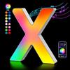 Kangtaixin Lettere Luminoso con USB, APP Controllo Luci LED di Lettera Alfabeto, Figura a Cuore con Luce Colorate RGB per Decorazione e Atmosfera, Luci Notturne Scrivania, Compleanni, Matrimoni, Vetrine - X
