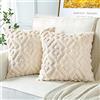 Artscope 2 Pezzi Federe in Lana Corta Velluto Copricuscini Morbido Decorativo Fodere per Cuscino Lusso Stile per Divano Camera da Letto Geometrica Beige 45x45 cm