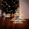 ECD Germany Albero di Natale Luminoso a LED con 20 LED in Metallo Bianco Caldo 30 cm Argento Abete Decorativo Mini con Illuminazione a Batteria e Timer per Interni Decorazione Natalizia