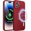 JETech Cover Magnetica Silicone per iPhone 14 Pro Max 6,7 Pollici, Compatibile con MagSafe, Custodia Telefono con Protezione Fotocamera Completa (Rosso)